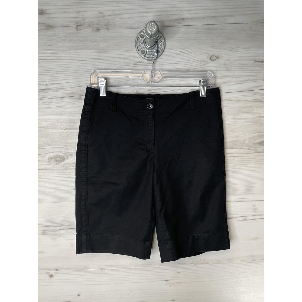Ann Taylor Black Bermuda Chino Shorts Womens 2 Stretch Cotton Casual Summer